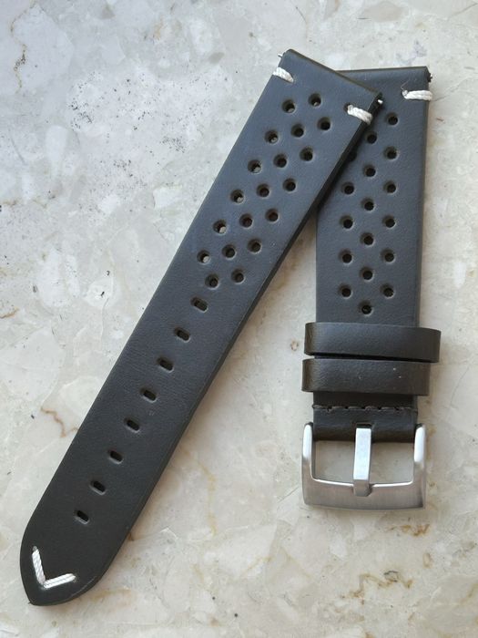 Pasek do zegarka ciemnozielony / czarny 22mm