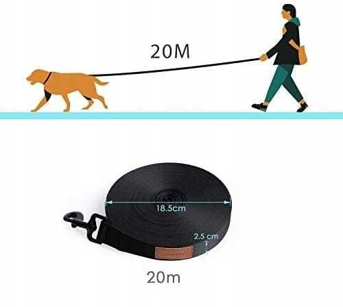 LOOXMEER Smycz Treningowa Dla Psa 20M Czarna NrZw19