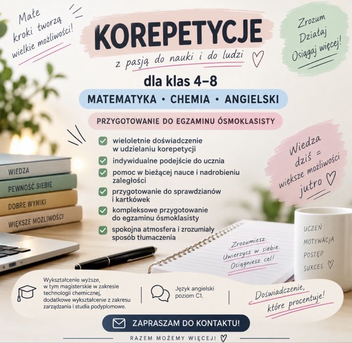 Korepetycje matematyka /chemia / j. angielski