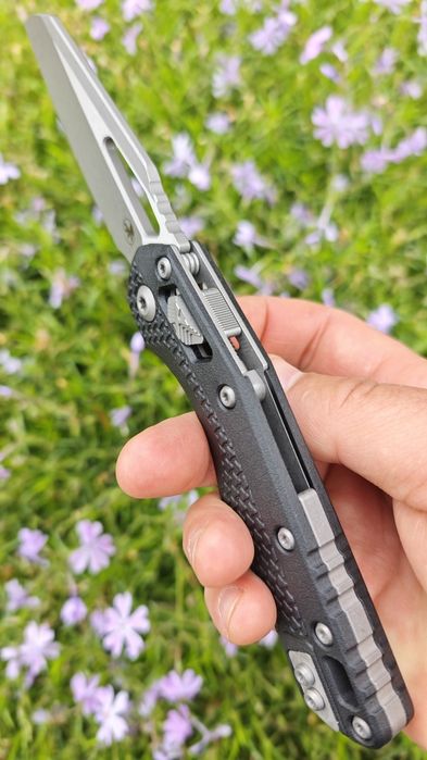 Складний ніж з якістю ювелірного виробу Microtech MSI S/E Tri-Grip Polymer Black StoneWash Apocalyptic Standard,преміум сталь,титановий бекспейсер нож