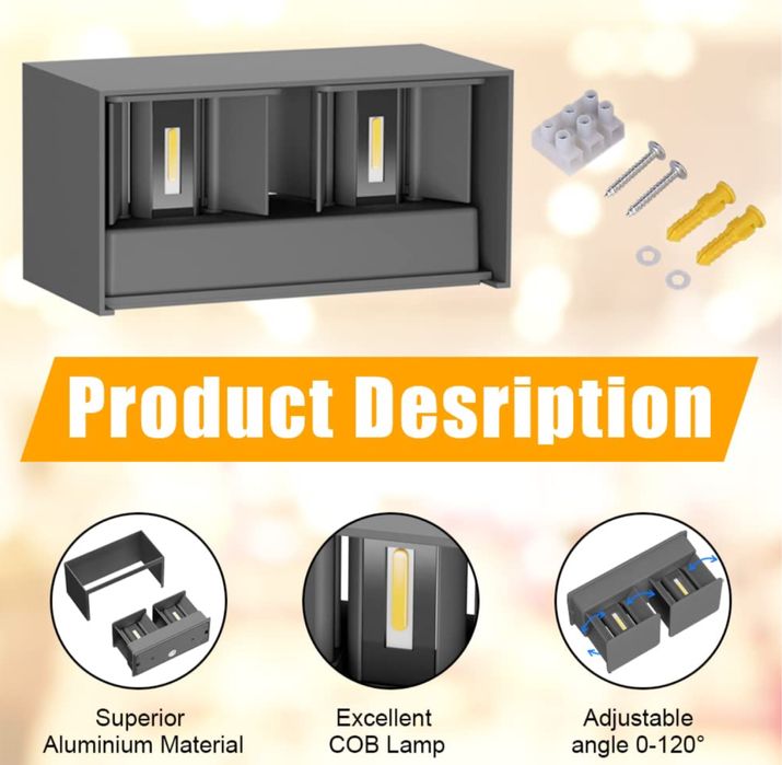 Klighten 24W lampa ścienna LED do wewnątrz/na zewnątrz 3000K