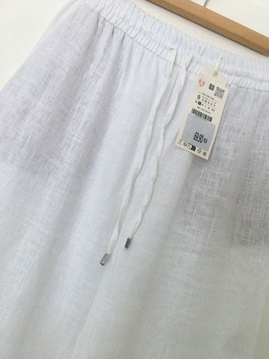 Zara spodnie lniane prosta nogawka S