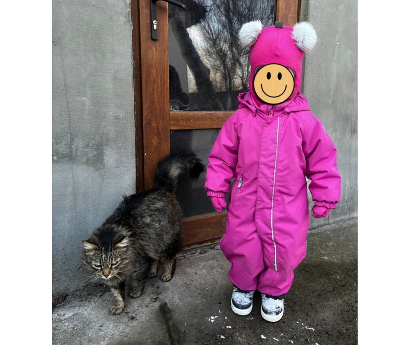 Шапка-шолом та Шарф зимові з натуральними помпонами, рожева, 46 см