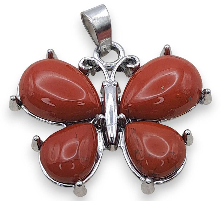 Zawieszka wisiorek MOTYL, JASPIS CZERWONY, motylek #2261