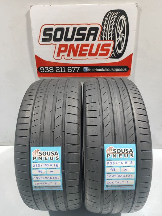2 pneus semi novos 235-40R18 Continental contact5 - Oferta dos  portes