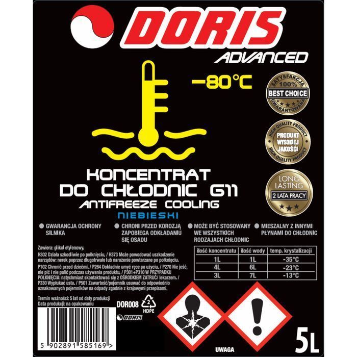 Koncentrat płynu do chłodnic G11 -80°C DORIS 200L 1szt
