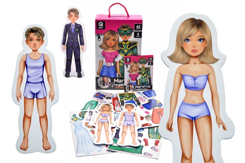 Магнітна  гра одягалка "Ксенія і Марко" ,"Будівельник","Місто","Ферма"