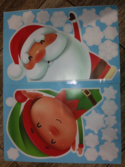 новорічні наклейки на вікна, багаторазові