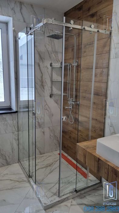 Душова кабіна або перегородка, двері, шторка для ванни, скло гартоване