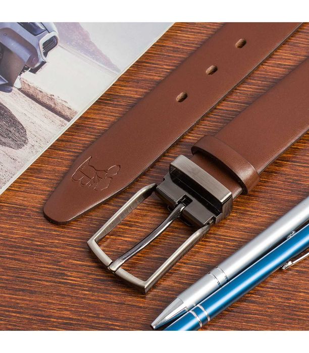 Pasek męski 3,5 cm casualowy brązowy skóra lico Beltimore brązowy E37