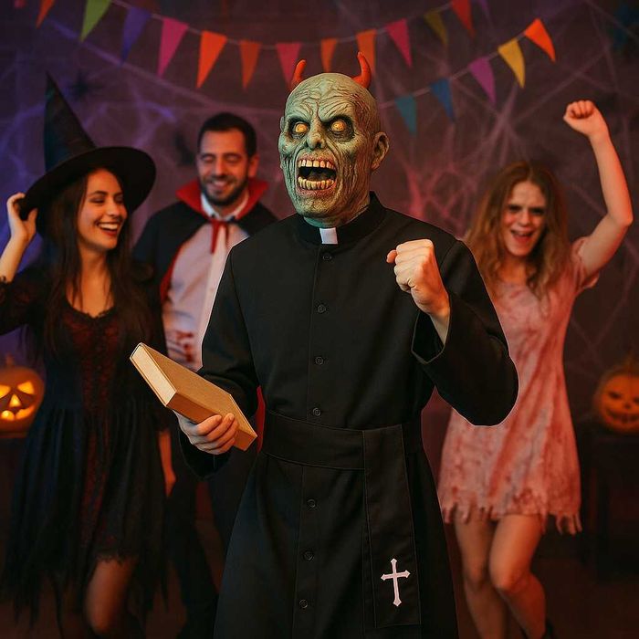 STRÓJ KSIĘDZA Halloween Ksiądz Sutanna Przebranie Kapłan Proboszcz XL