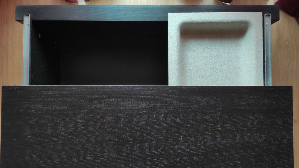 Móvel de arrumação, preto-castanho, com tampa deslizante IKEA MALM