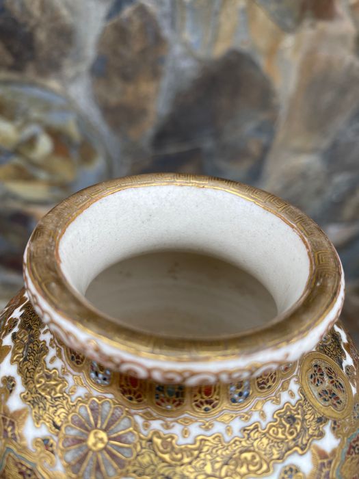 Pote Cerâmica Japonesa Imperial Fio de ouro 16 cm Séc XIX