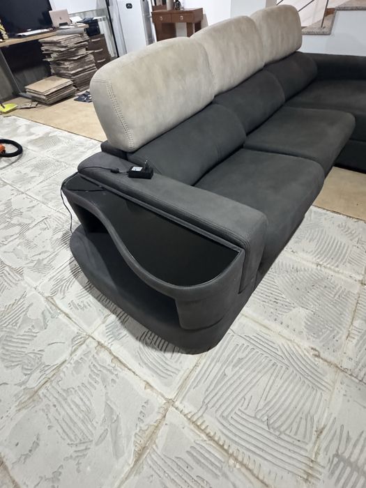 Sofá de Canto com Chaise Lounge e Relax Elétrico