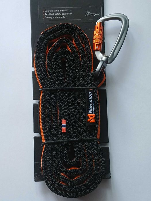 Non-stop Bungee Leash Smycz amortyzowana*2,8metry czarno-pomaranczowa