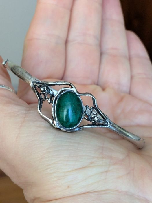 Kruk bransoletka srebrna  z kamieniem