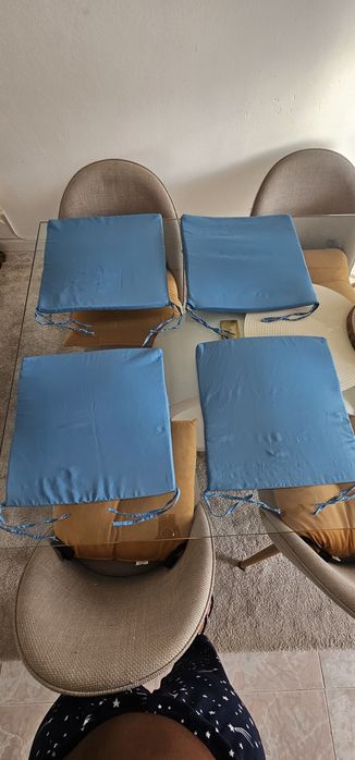 Lote de 11 Almofadas de Assento para Cadeira (10 Azul Turquesa + 1 Azul Arroxeado)
