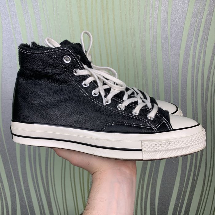 Утепленные кожаные кеды Converse Chuck 70 Hi Black 42.5