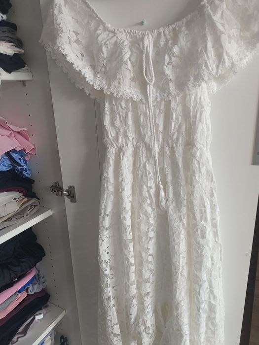 Długa suknia Boho hiszpanka koronka