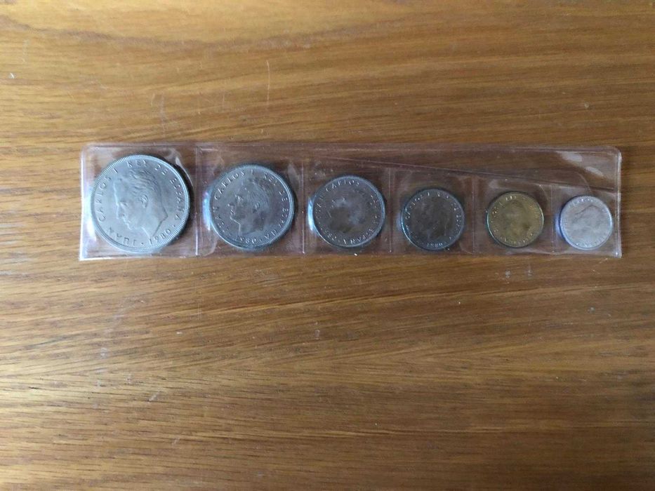 Conjunto de 6 moedas (pesetas) Rei D. Carlos 1980