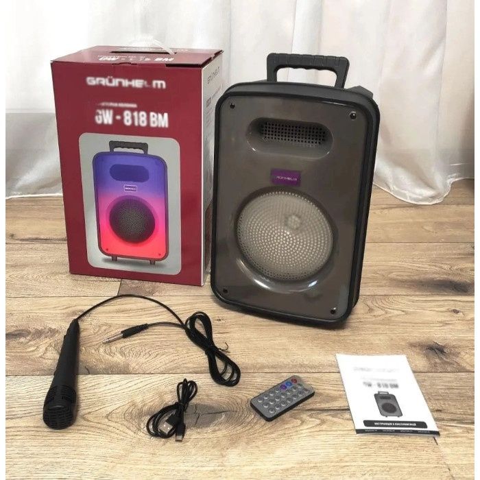 Колонка Bluetooth + караоке Grunhelm GW-818BM  мікрофон пульт