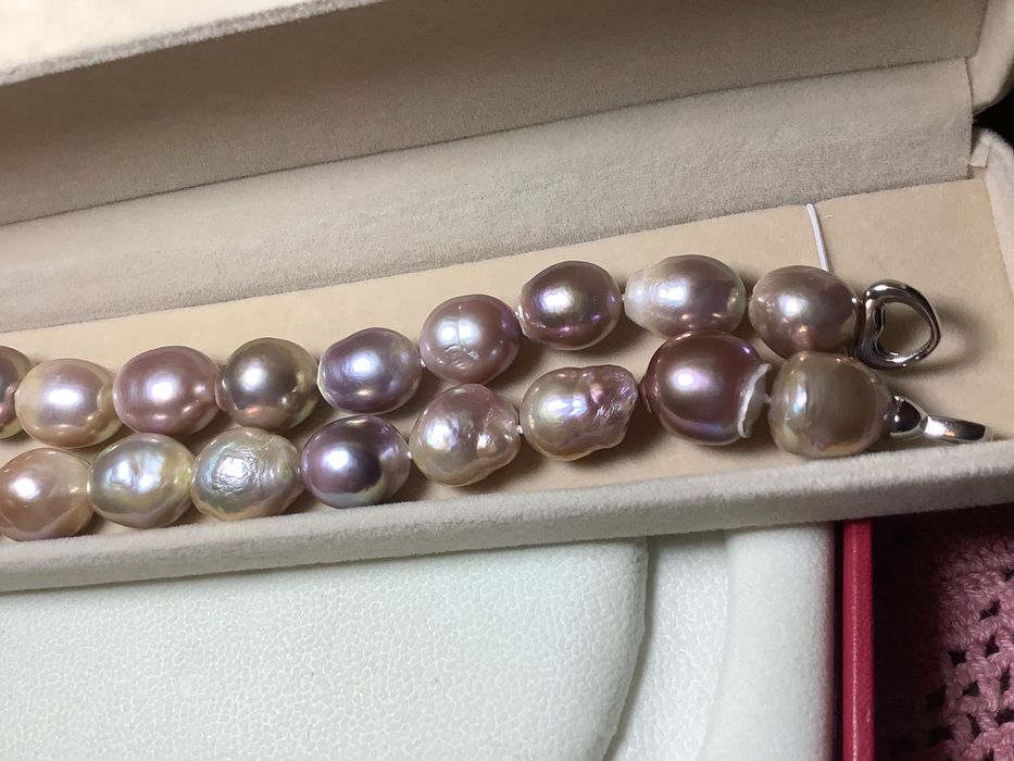 Ogromne perły różowe fioletowe kolorowe naszyjnik