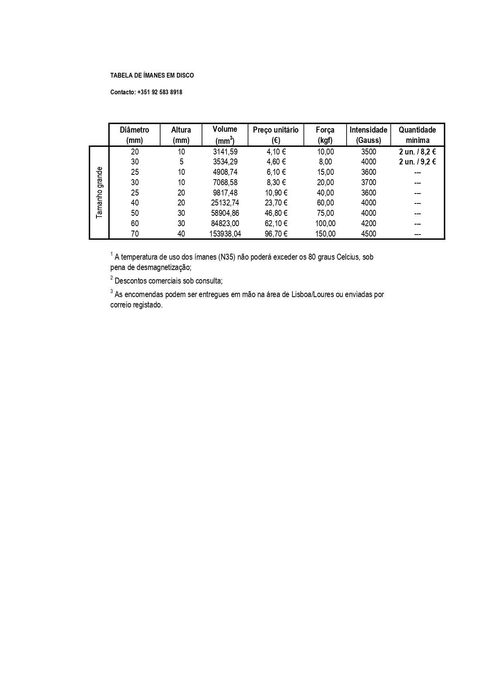 Ímanes em neodímio (ímãs, ímans) - dimensões grandes