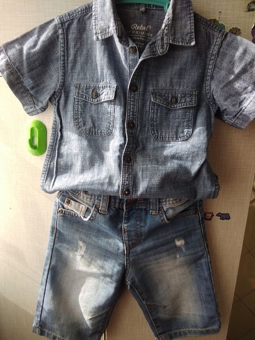 Шорти рубашка джинс 92-98см 110см.Denim Primark Tu