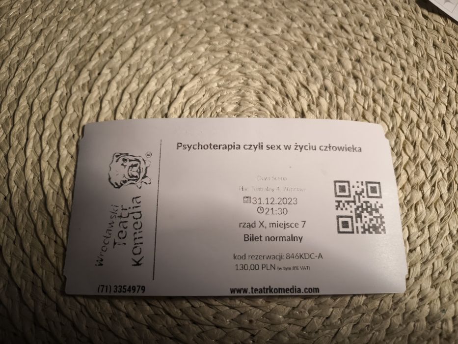 Bilet z Teatru Komedia we Wrocławiu, spektakl sylwestrowy 31.12.2023.