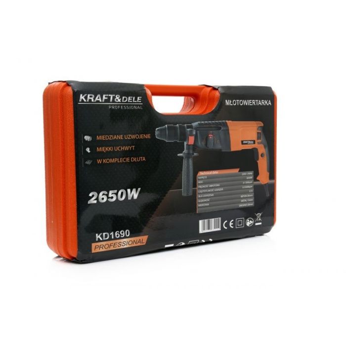 Młotowiertarka 2650W SDS+ młot udarowy WYMIENNA GŁÓWKA +akcesoria