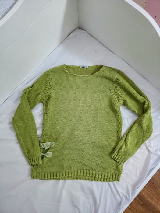 Jasno zielony sweter damski oliwkowy sweter y2k vintage