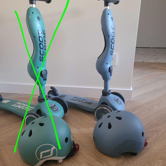 Hulajnogi scoot and ride + kaski 2 szt bliźniaki