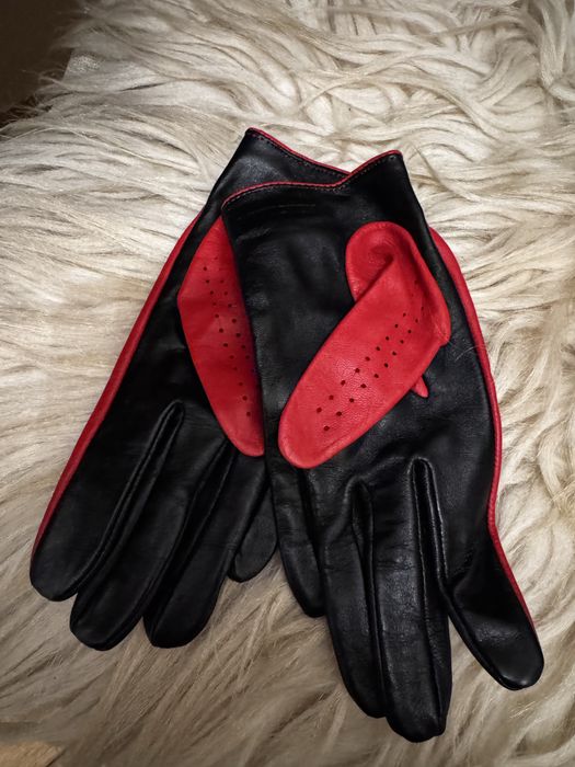 Czerwone rękawiczki samochodowe damskie Wittchen