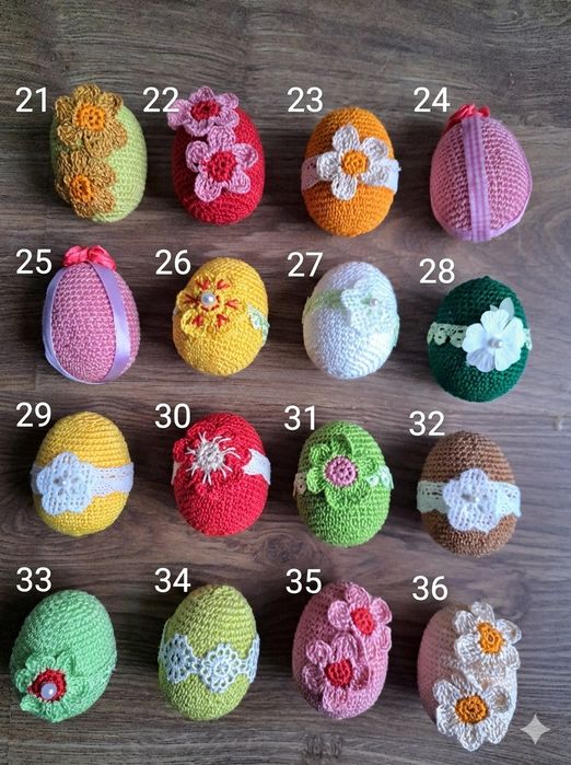 Pisanki ozdobione szydełkiem