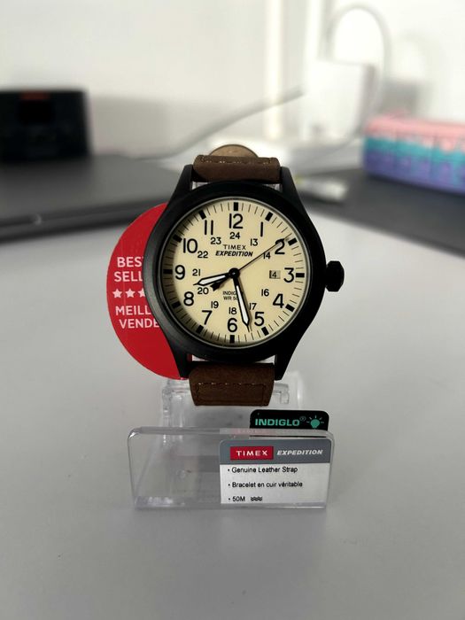 Timex Expedition Scout 40mm - чоловічий годинник з шкіряним ремінцем