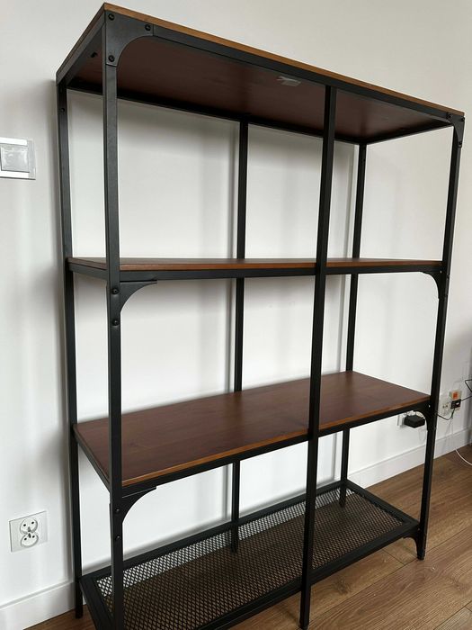 ZESTAW Regał i szafka RTV FJÄLLBO IKEA w bardzo dobrym stanie - LOFT, drewno, metal