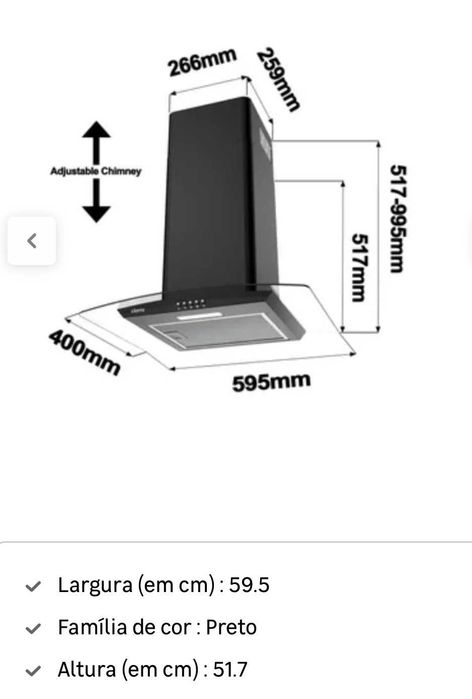 Exauxtor de Parede de 60 cm e com classe energética A+++ novo