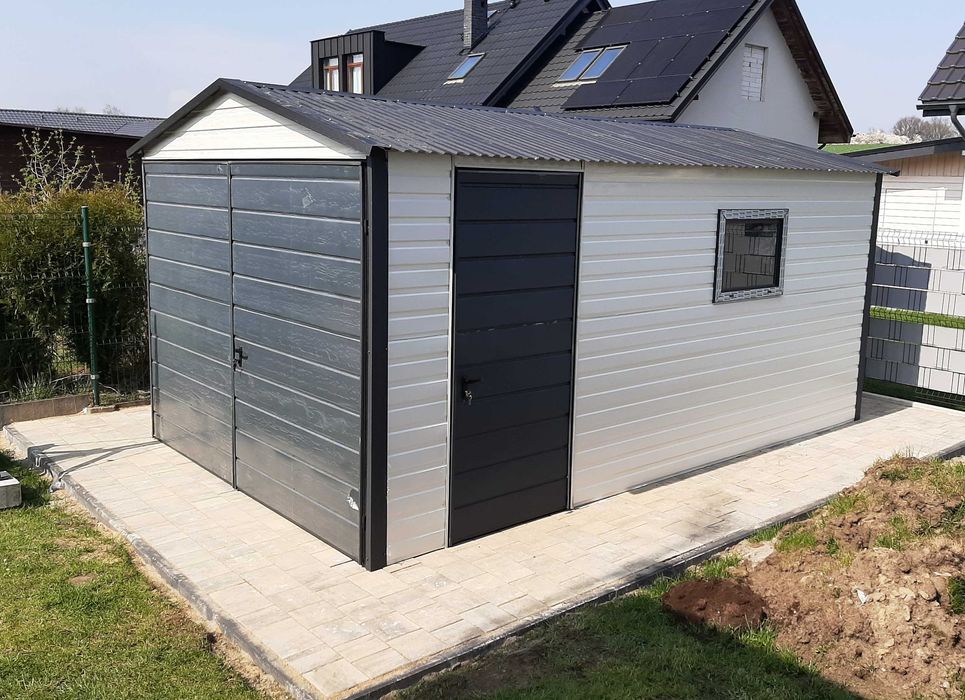 Garaż 5x5 Grafit Biały  PROMOCJA konstrukcja OCYNK
