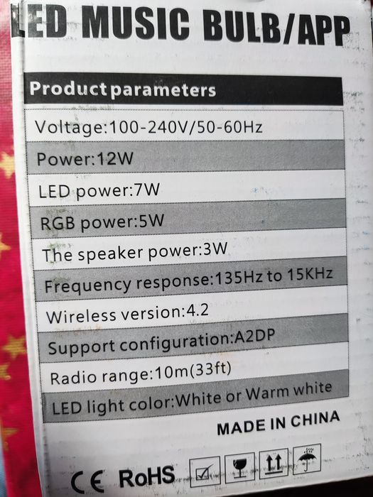 Lâmpada Led RGB com coluna wireless Bluetooth