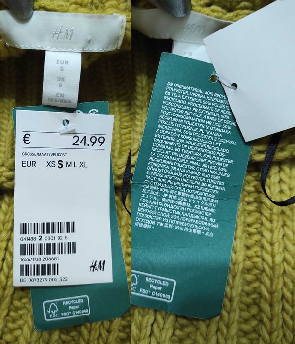 Теплий в'язаний светр oversize, светр тепла в'язка під горло H&M