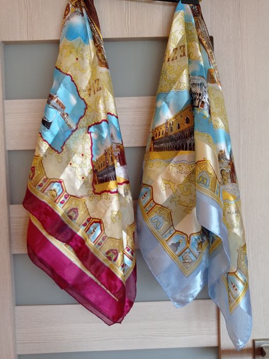 Chusty apaszki szaliczki Wenecja 2 szt kwadrat 96cm