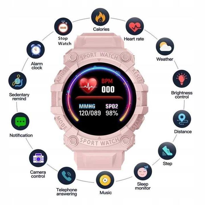 SMARTWATCH *WIELOFUNKCYJNY* Zegarek różowy dla kobiety dziewczyny