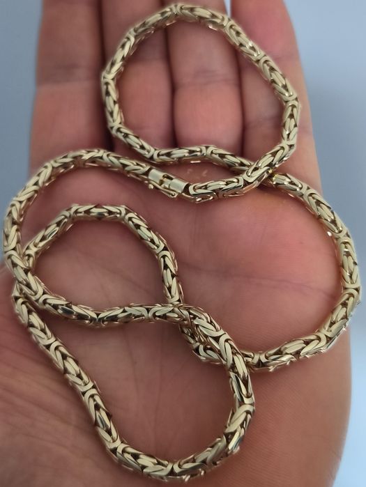 Nowy złoty łańcuszek splot KRÓLEWSKI próba 585 14k król pełny