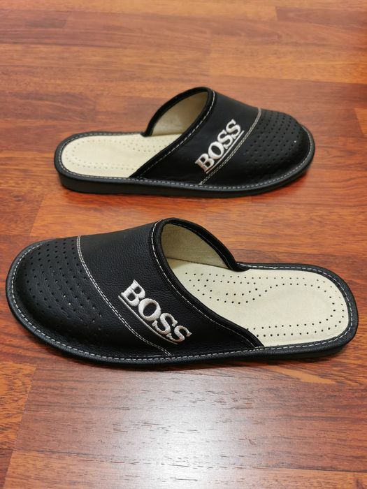 Pantofle Męskie Skórzane Boss