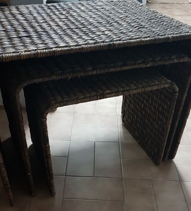 Set of 3 Rattan Side Tables64297749678209122