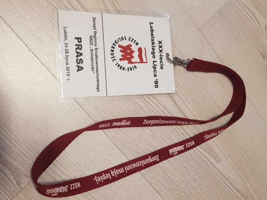 smycz na klucze plakietka identyfikator solidarność 2010 XXX nr 3