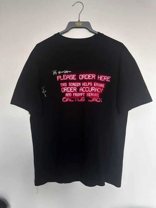 Travis Scott x McDonald's Order Here T-Shirt Cactus Jack Nightcrawler Black 2020 Rare