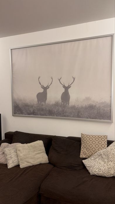 Quadro IKEA BJÖRKSTA “Deers in fog” – 200 × 140 cm