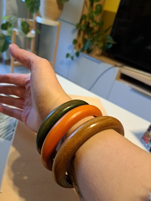 Drewniane bransoletki zestaw 3 sztuk boho retro vintage