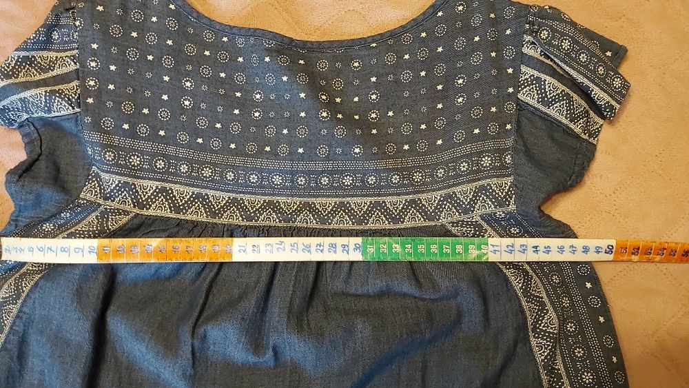 Vestido/túnica em ganga com bordado